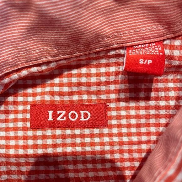 Izod Orange Check Button Down Shirt - Picture 3 of 7